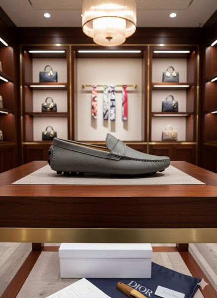 Men’s Premium Grey Leather Loafers Classic Luxury Comfort Shoes