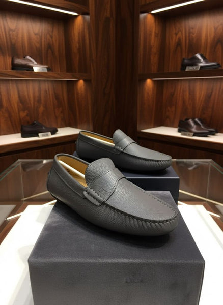 Men’s Premium Grey Leather Loafers Classic Luxury Comfort Shoes