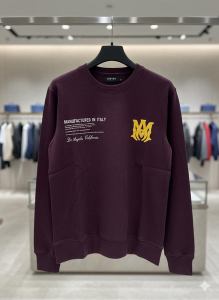 Premium Burgundy Cotton Terry Sweatshirt with Signature Logo Print