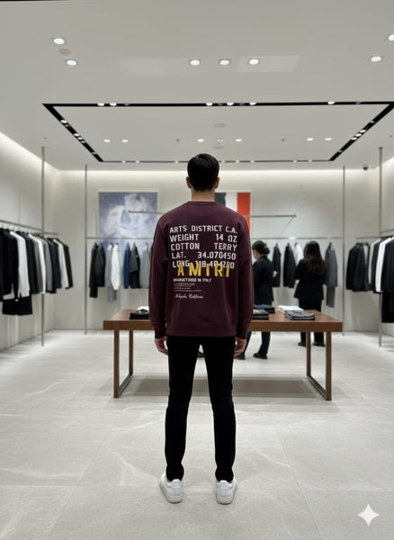 Premium Burgundy Cotton Terry Sweatshirt with Signature Logo Print