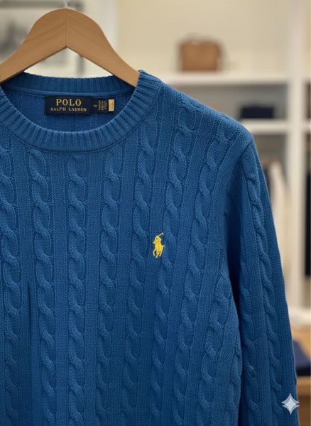 Elegant Premium Blue Classic Cable Knit Women Jumper