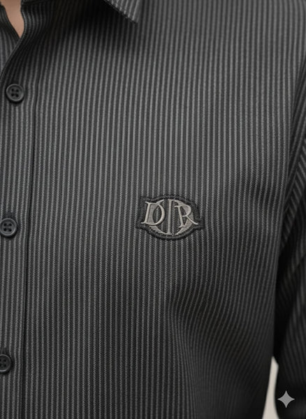 Classic Black Pinstripe Formal Shirt Timeless Luxury Elegance