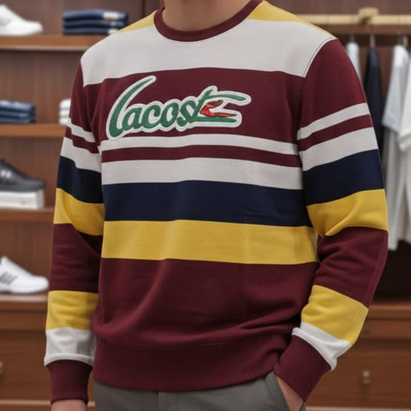 Premium Men’s Colorblock Striped Crewneck Pullover