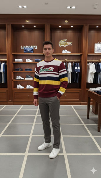 Premium Men’s Colorblock Striped Crewneck Pullover