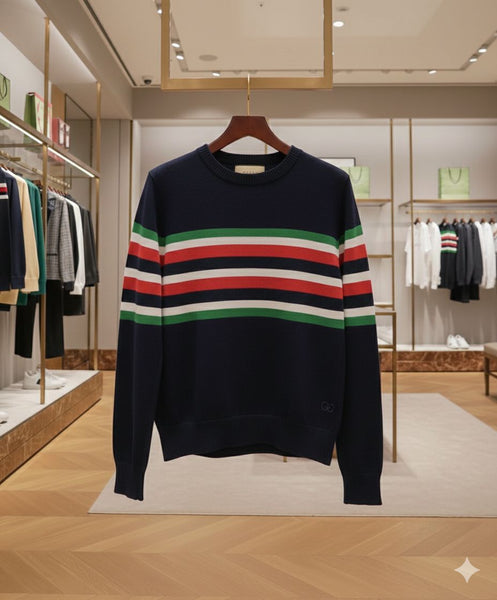 Premium Striped Crew Neck Sweater Classic & Stylish Knitwear