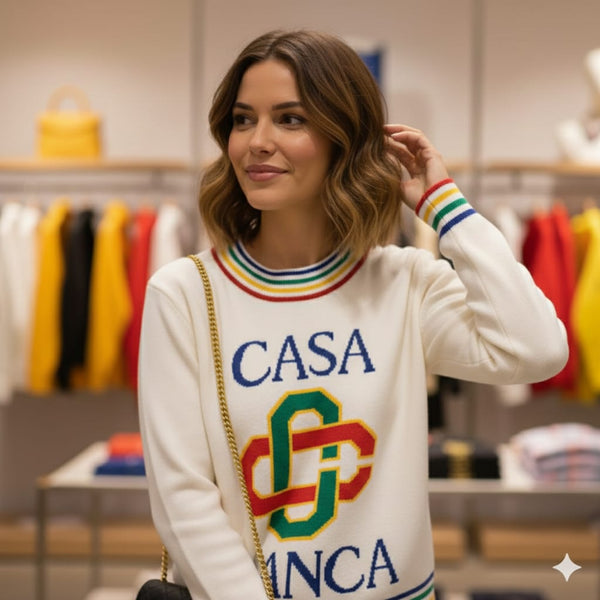 Stylish Graphic Knit Sweater Casual Chic Everyday Wear