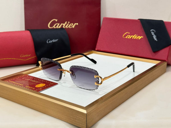 Luxury Rimless Designer-Style Sunglasses Gold Metal Frame with Gradient Lenses