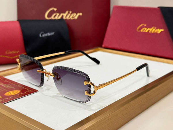 Luxury Rimless Designer-Style Sunglasses Gold Metal Frame with Gradient Lenses