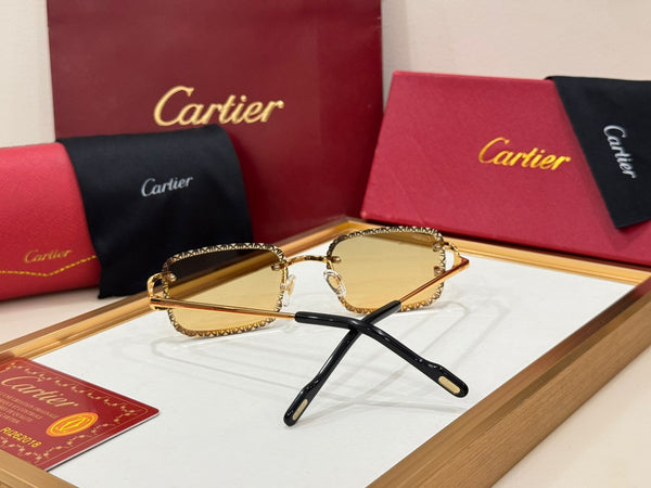 Luxury Rimless Designer-Style Sunglasses Gold Metal Frame with Gradient Lenses