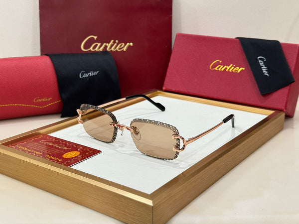 Luxury Rimless Designer-Style Sunglasses Gold Metal Frame with Gradient Lenses