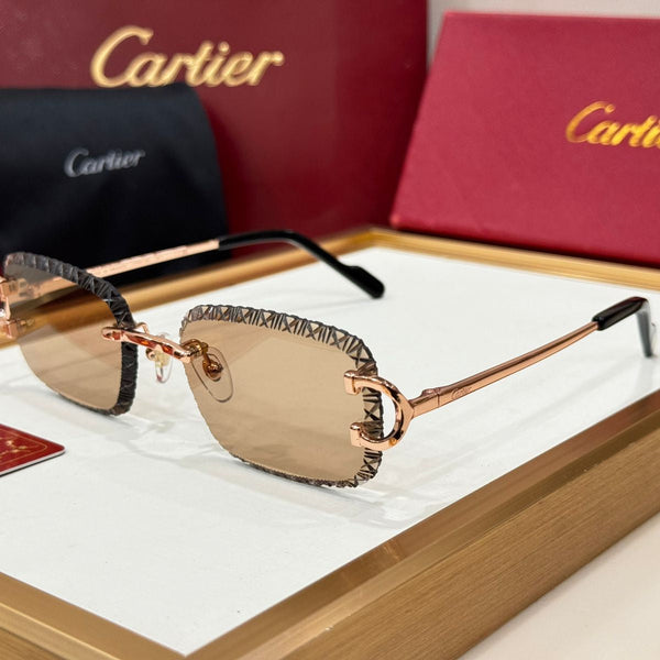 Luxury Rimless Designer-Style Sunglasses Gold Metal Frame with Gradient Lenses