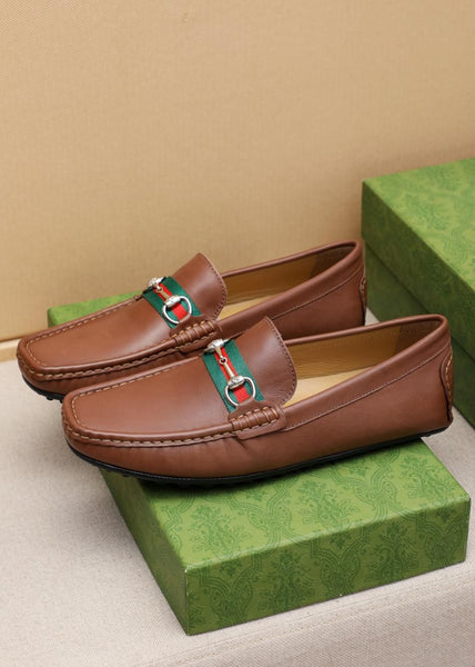 Elegant Stylish Brown Leather Loafers Classic Luxury Slip-On Shoes