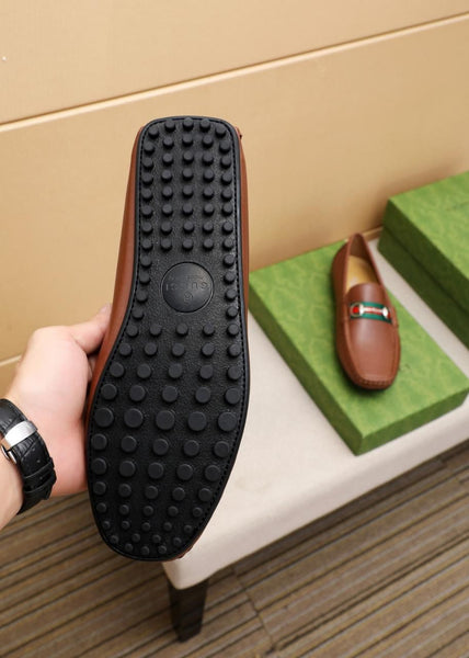 Elegant Stylish Brown Leather Loafers Classic Luxury Slip-On Shoes