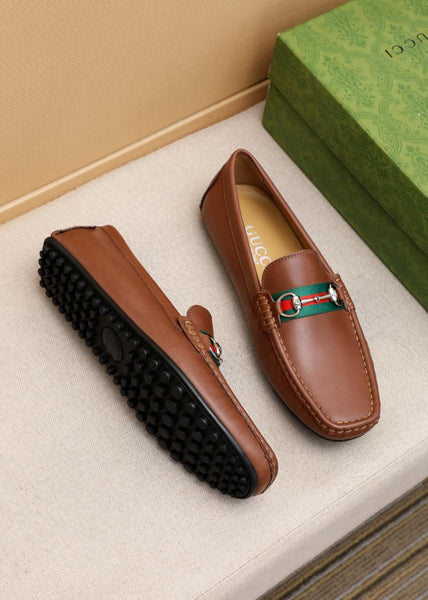 Elegant Stylish Brown Leather Loafers Classic Luxury Slip-On Shoes