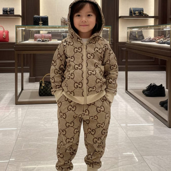 Luxury Monogram Hoodie & Jogger Set Stylish Kids Co-Ord Outfit