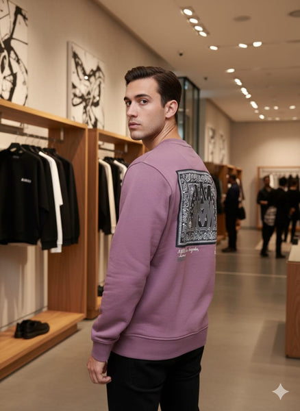 Men’s Mauve Crewneck Sweatshirt with Logo Patch