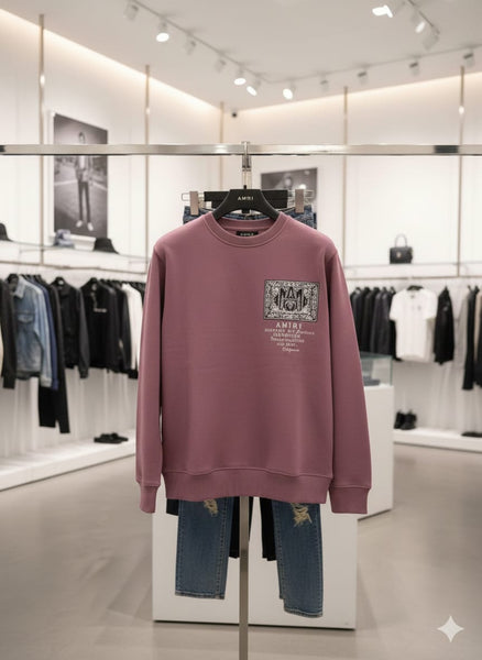 Men’s Mauve Crewneck Sweatshirt with Logo Patch
