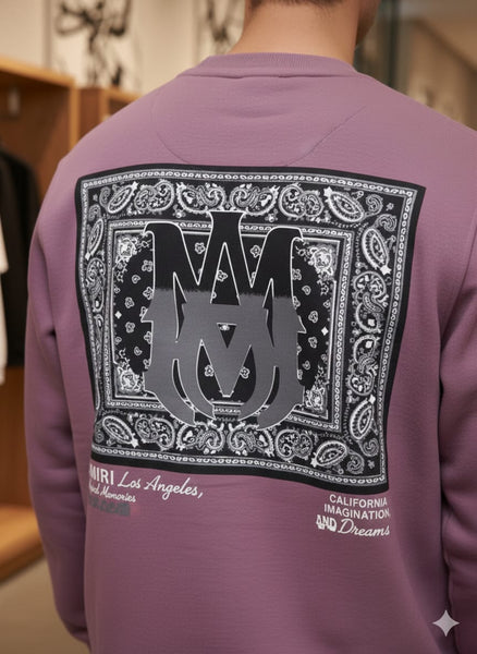 Men’s Mauve Crewneck Sweatshirt with Logo Patch