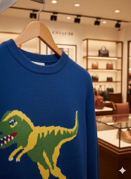 Men’s Stylish Dinosaur Graphic Knit Sweater