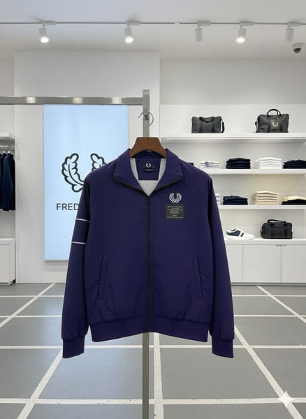 Men’s Navy Blue Zip-Up Casual Jacket with Logo Detail