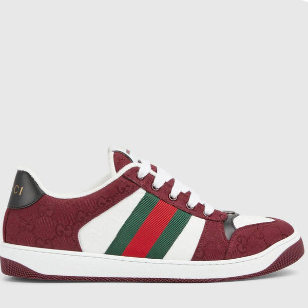 Men’s Stylish Red & White Casual Sneakers with Classic Stripe Design