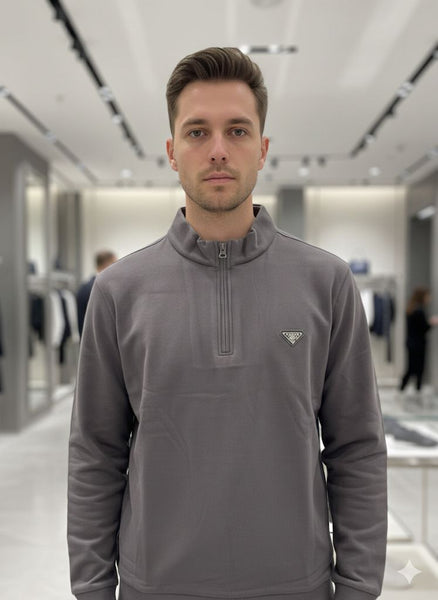 Branded Men’s  Half-Zip T-Neck  T-shirt  Smart Casual Comfort