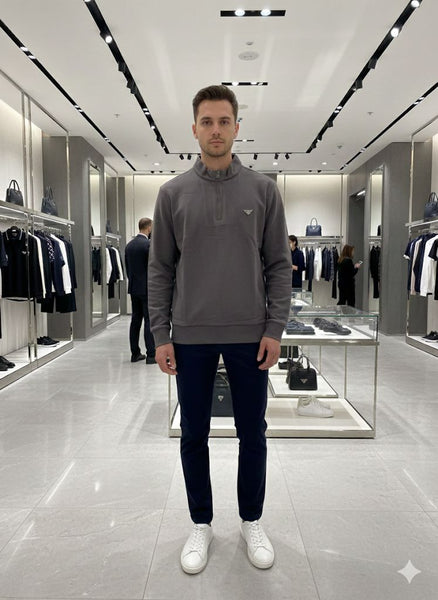 Branded Men’s  Half-Zip T-Neck  T-shirt  Smart Casual Comfort