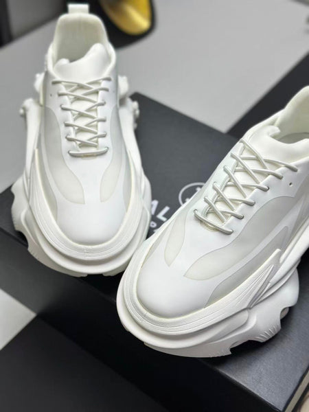 Men’s Premium All-White Chunky Sole Sneakers Modern Sports Style