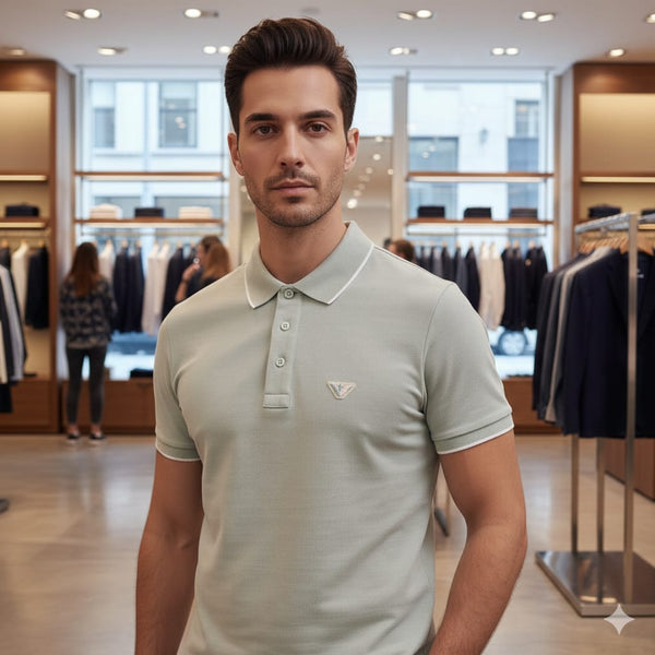 Men’s Classic Mint Green Polo T-Shirt Soft Cotton, Regular Fit