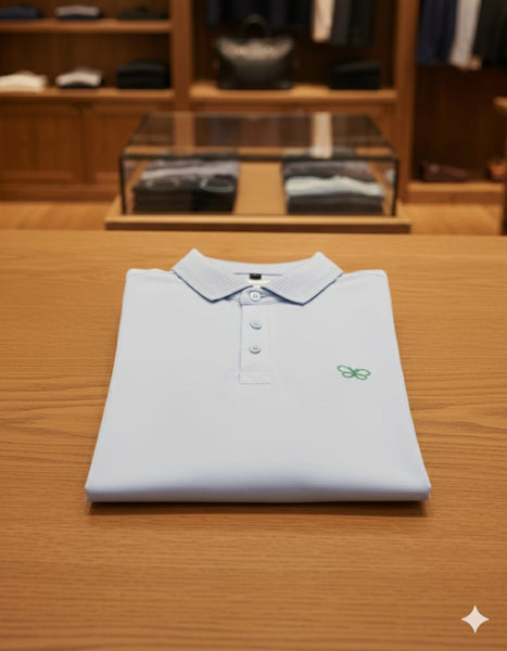 Men’s Sky Blue Polo T-Shirt – Premium Fabric, Fresh & Smart Look