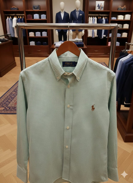 Men’s Premium Light Green Checked Cotton Shirt