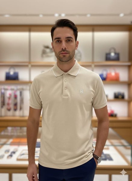 Premium Beige Polo T-Shirt with Clean Classic Style