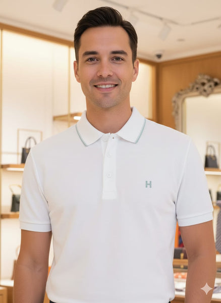 Premium White Polo T-Shirt with Elegant Minimal Design