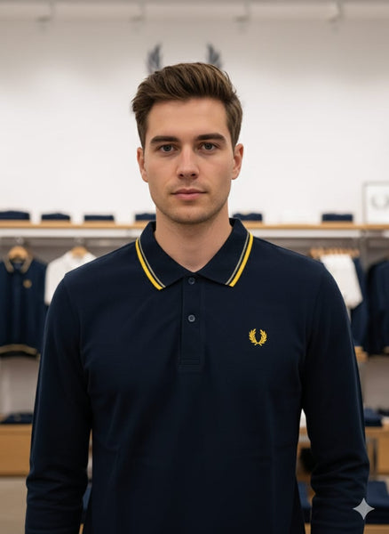 Men’s Classis Long-Sleeve Polo Shirt with Tipped Collar