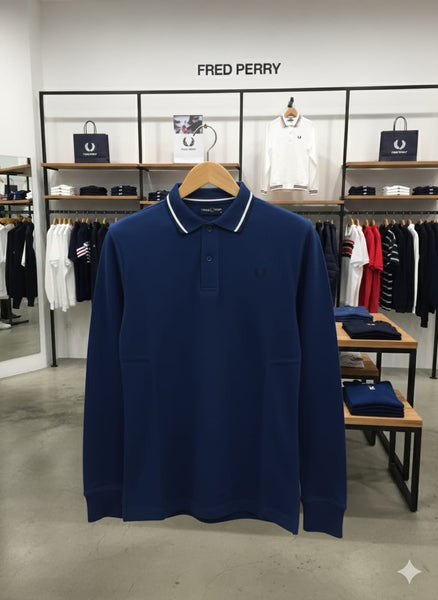 Imported Brand Men’s Classic Navy Long-Sleeve Polo Shirt