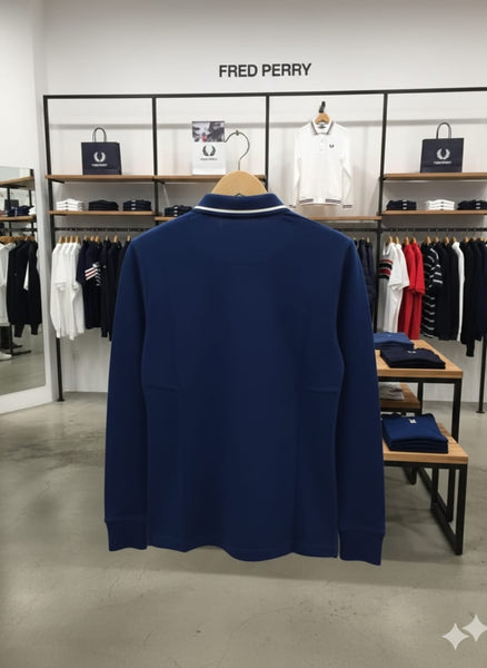 Imported Brand Men’s Classic Navy Long-Sleeve Polo Shirt