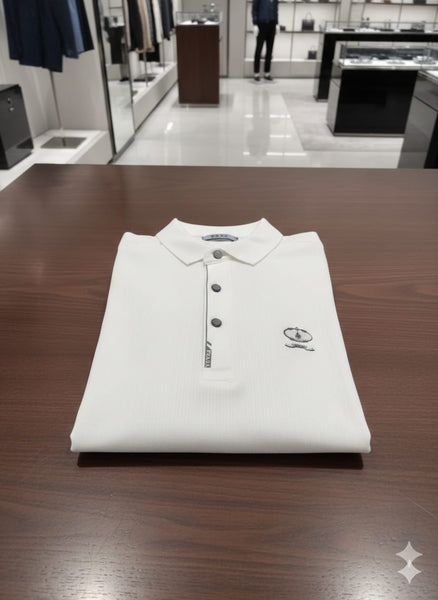 Men’s Premium White Polo T-Shirt  Elegant Short Sleeve Classic Fit