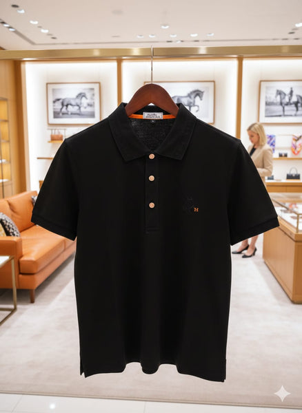 Classic Black Polo T-Shirt Premium Casual Elegance