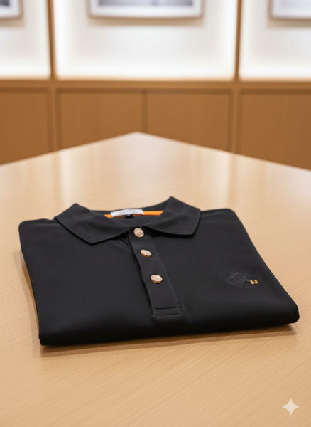 Classic Black Polo T-Shirt Premium Casual Elegance