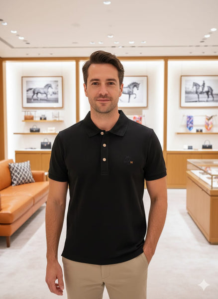 Classic Black Polo T-Shirt Premium Casual Elegance
