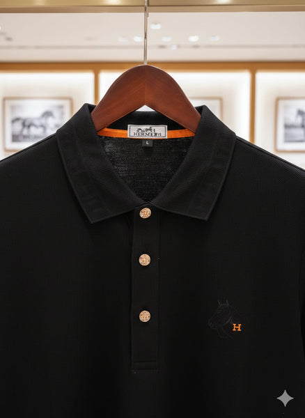Classic Black Polo T-Shirt Premium Casual Elegance