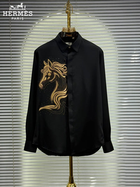 Premium Swarovski Work  Casual Shirt Elegant Horse Design