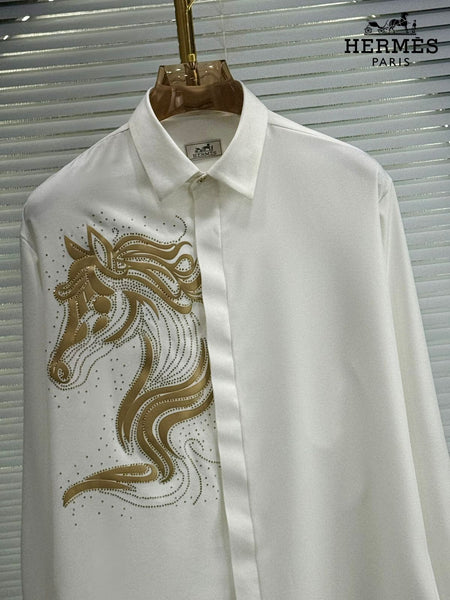 Premium White Shirt with Elegant Horse Artwork