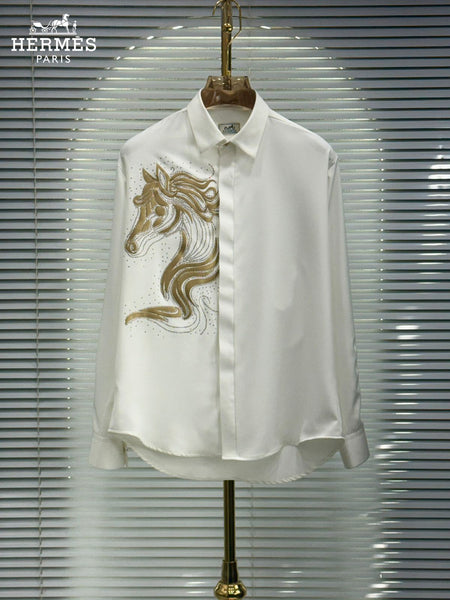 Premium White Shirt with Elegant Horse Artwork