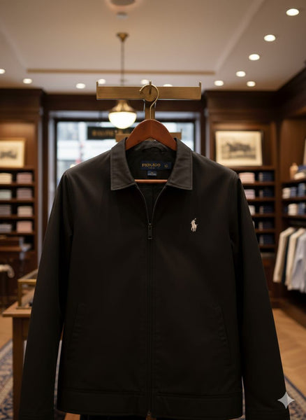 Luxury Imported Men’s Classic Black Zip-Up Jacket