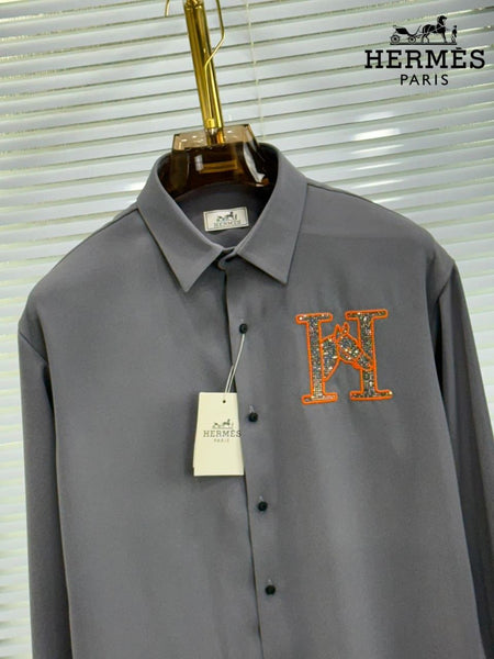 Premium  Designer Grey Shirt with Embroidered Iconic “H” Logo