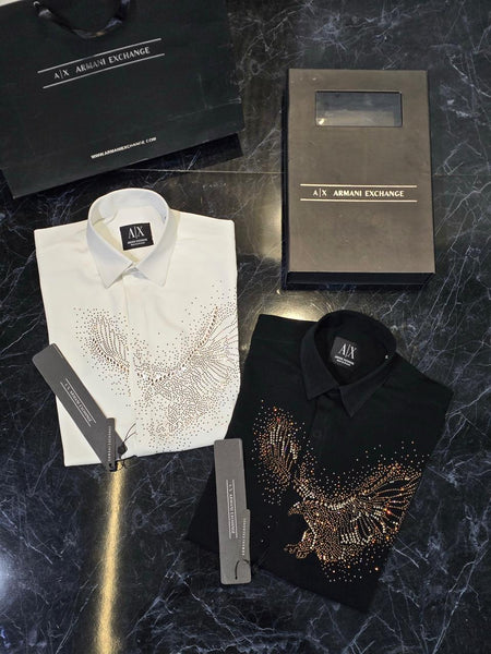 Men’s Premium Designer Shirt with Eagle Crystal Artwork
