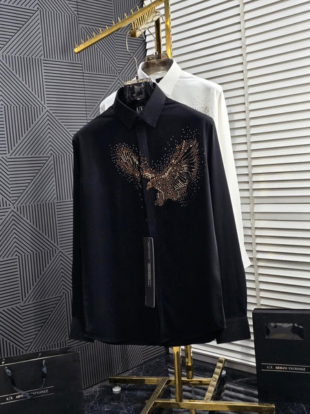 Men’s Premium Designer Shirt with Eagle Crystal Artwork