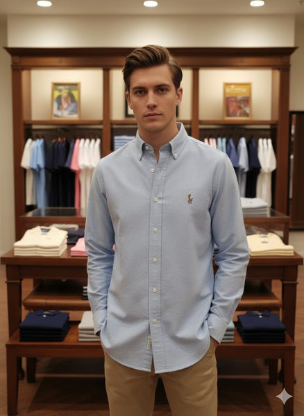 Classic Sky Blue Button-Down Cotton Shirt