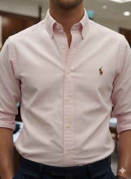 Luxury Classic Pink Shirt with Signature Logo